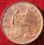 lustrous bun head Halfpenny 1887