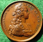 Louis XV, the Infanta enters Paris 1722, bronze medal by J Duvivier