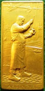 Maison Christofle Golden Jubilee 1892, bronze-gilt medal by Oscar Roty