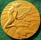 Aviation, bronze-gilt art deco medal circa 1930 by Edouard Fraisse