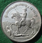 The Battle of Waterloo 1815, large white metal medal