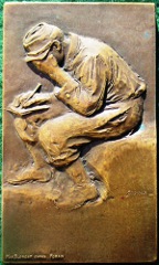 France, Prisoner of War Clothing Agency, bronze medal 1914 by Max Blondat after Jean-Louis Forain