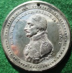 General von Blucher & The Peace of Paris 1814, white metal medal by by J Westwood for Edward Thomason