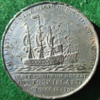 Naval Action off Tory Island 1798, white metal medal