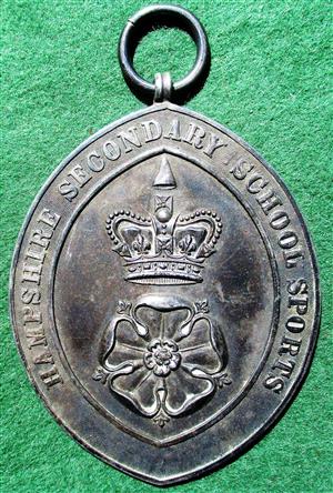 Hampshire, Secondary Schools Sports Prize, oval silver medal awarded 1936