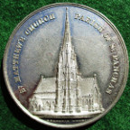 London, St Matthews church consecrated 1856, white metal medal by T Wyon