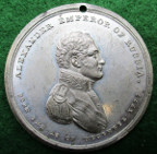 Alexander I of Russia, visit to England 1814, white metal medal by T Wyon