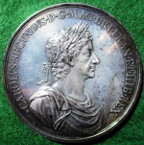 Charles II, Naval Reward and the Battle of Lowestoft 1665, large silver medal by John Roettier
