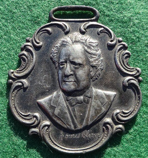 USA, James Oliver, Chilled Plow advertising watch fob, steel, by Whitehead & Hoag circa 1900