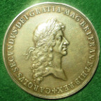 Charles II, Proposed Commercial Treaty with Spain 1666, large silver-gilt medal by John Roettier