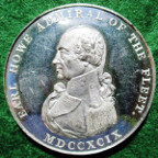 Admiral Earl Howe, death 1799, white metal medal by T Wyon