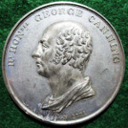 George Canning, death at Chiswick 1827,white metal medal