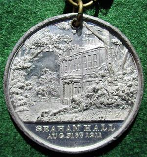 Durham, Seaham Hall  1911, Marquess & Marchioness of Londonderry as Mayor and Mayoress, white metal medal dated 31st August 1911