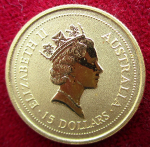 Australia, Elizabeth II, gold proof 15-Dollars nugget 1998