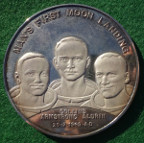 Moon Landing 1969, silver medal issued by Alec Brook Ltd during the Apollo mission