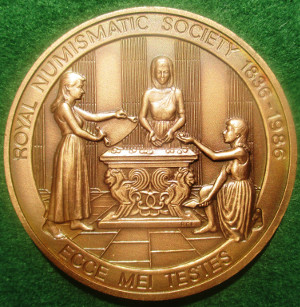 Royal Numismatic Society Sesquicentenary (150 Years) 1986 and Tenth International Numismatic Congress 1986, bronze medal by Robert Elderton