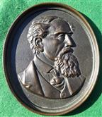Charles Dickens, large cast bronze portrait plaque, late 19th century