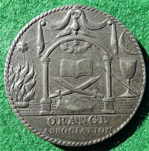 Ireland, Orange Order, pewter members medal circa 1850