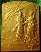 London, White City, Franco-British Exhibition 1908, uniface gilt-bronze medal by Charles Pillet