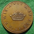 France, Charles de Bourbon, Cardinal, styled by some as Charles X, rightful inheritor of the French throne 1589, bronze medal