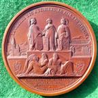 Belgium, Leopold I, Inauguration of the Verviers to Aachen Railway 1843, large bronze medal by Hart