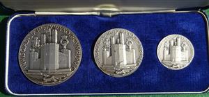 Prince Charles, Investiture as Prince of Wales 1969, set of four proof silver medals by John Pinches