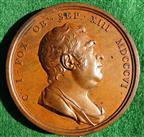 Charles James Fox, Whig statesman, death 1806, bronze medal