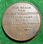 Duke of Wellington installed as Chancellor of Oxford University 1834, bronze medal