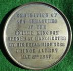 Manchester, Art Treasures Exhibition inaugurated 1857, large white metal medal