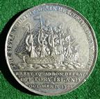 Naval Action off Tory Island 1798, white metal medal