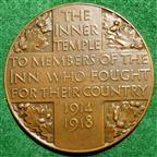 Great War, London, Inner Temple Tribute Medal