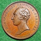 George Canning, death 1827, bronze medal