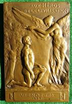 France, Fondation Carnegie, bronze plaque medal awarded 1927, by Louis Dejean