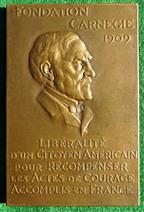 France, Fondation Carnegie, bronze plaque medal awarded 1927, by Louis Dejean