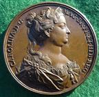 Queen Caroline (wife of George II), bronze medal (1731) by J Dassier