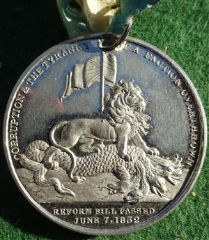 Earl Grey & the passing of the Reform Bill 1832, white metal medal