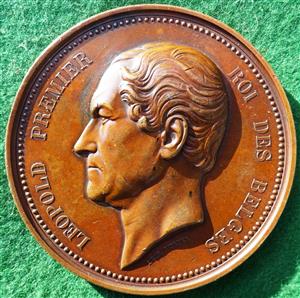 Belgium, Leopold I, Octroi Taxes Abolished 1860, bronze medal by L Wiener