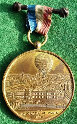 France, Paris, Henry Giffard Balloon Flight 1878, souvenir medal, bronze-gilt