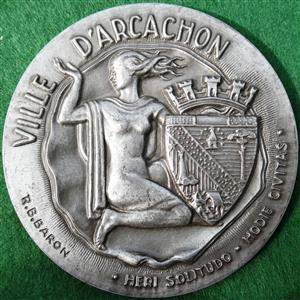 France, Gironde, Arachon, silver medal 1970 by R B Baron