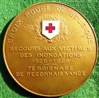 Belgium, Red Cross Flood Relief 1925-1926, large bronze medal by Godefroid Devreese
