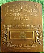 France, Compagnie Continentale du Gaz, 25 Years Service, bronze medal circa 1910 by J-P Legastellois, 55x66mm