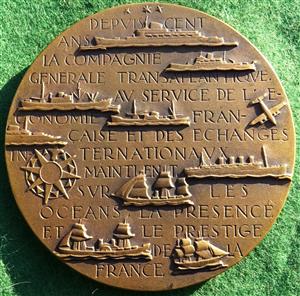 France, Compagnie Gnrale Transatlantique, Centenary 1955, bronze medal by Marcel Renard