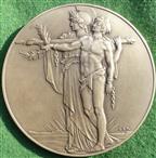 Great War Armistice 1918, 10th Anniversary 1928, large silvered bronze medal by CL Doman