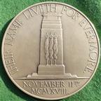 Great War Armistice 1918, 10th Anniversary 1928, large silvered bronze medal by CL Doman