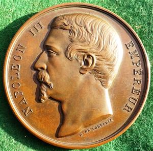 France, Napoleon III, Gironde Horticultural Society, bronze prize medal awarded 1858