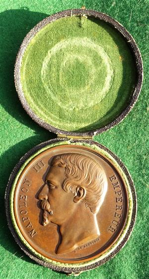 France, Napoleon III, Gironde Horticultural Society, bronze prize medal awarded 1858