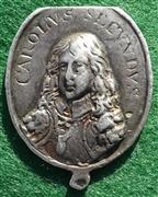 Charles II, silver Royalist badge during his exile (1649-1660) by Thomas Rawlins