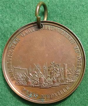 Germany, Leopold Friedrich of Anhalt, Dessau Horticultural Society, bronze prize medal by G Loos