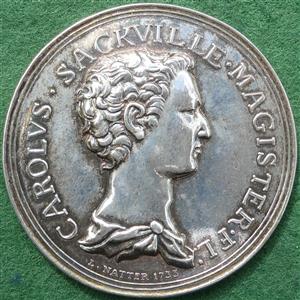 Freemasonry, Charles Sackville, Earl of Middlesex 1733, silver medal by L Natter, a millennium (2000) restrike struck in a very limited edition for charity