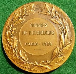 France, Medicine,  Xavier Bichat, Congs de Physiologie Paris 1920, bronze medal by H Dubois